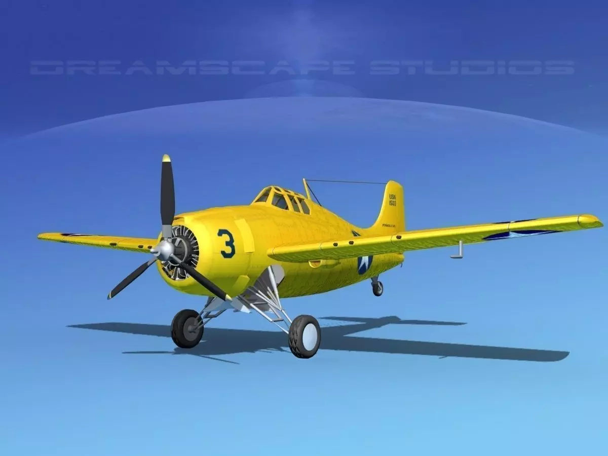 Grumman F4F-3 Wildcat V16 3D model_0