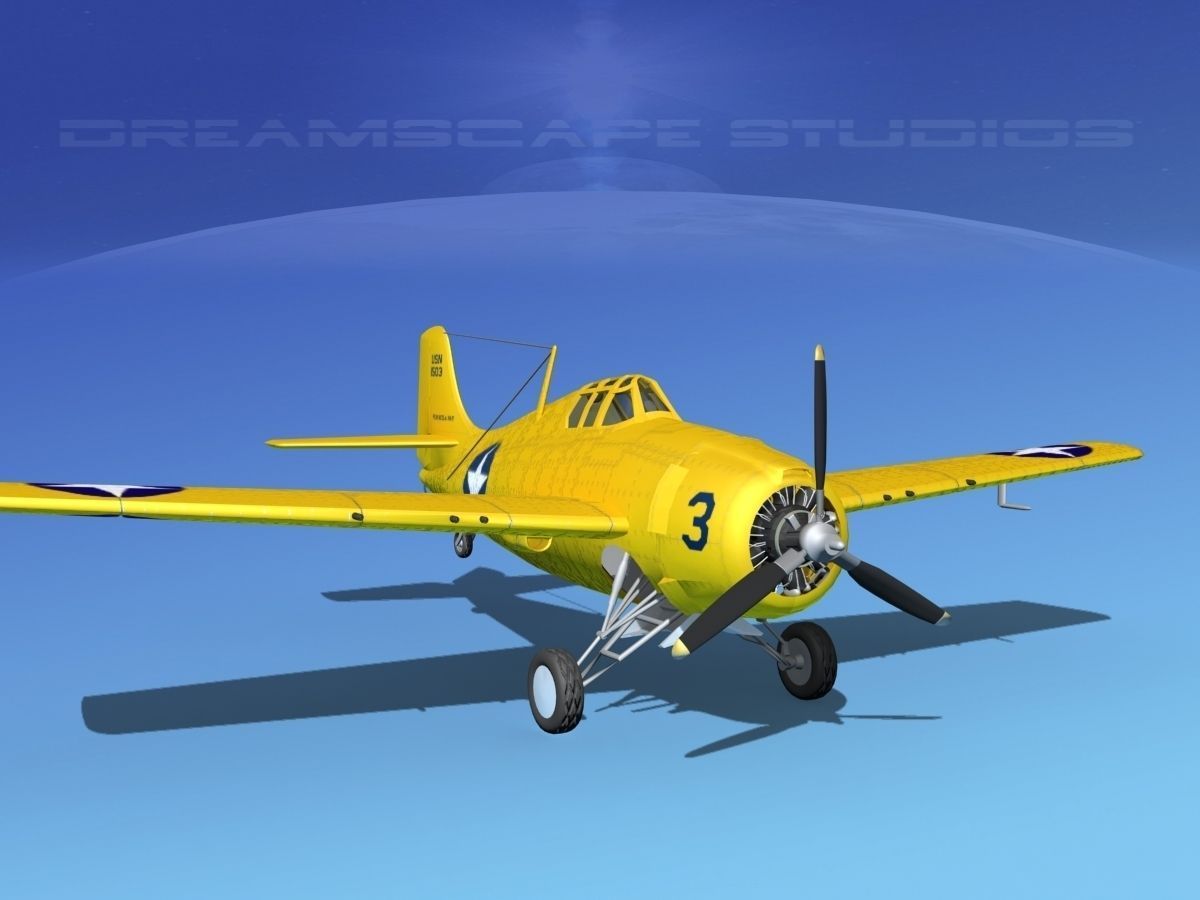 Grumman F4F-3 Wildcat V16 3D model_2