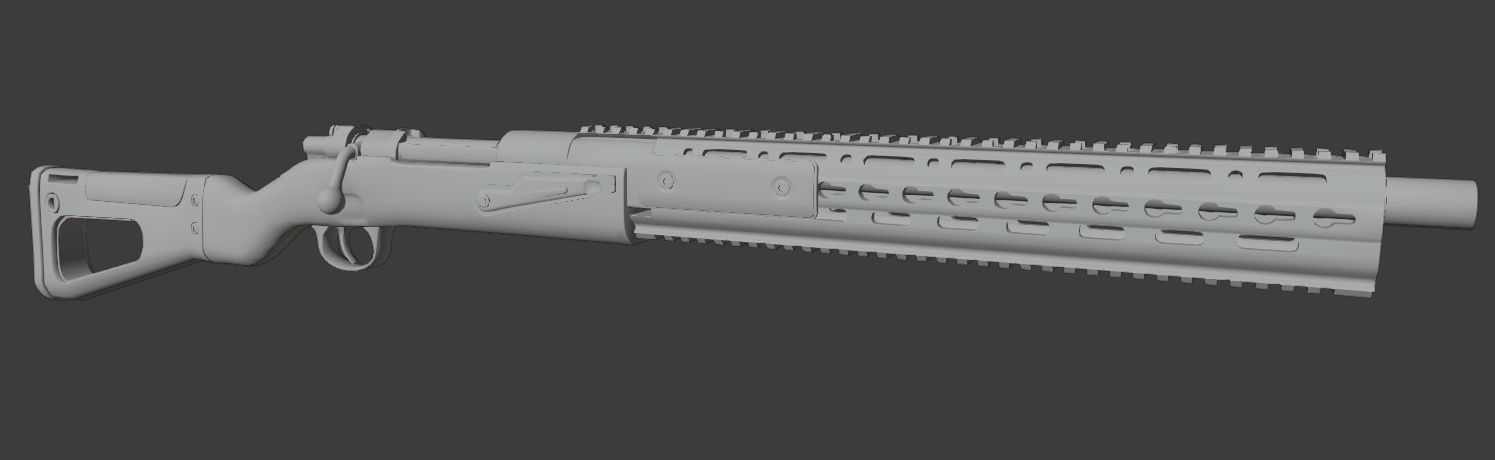 Karabiner 98k  Tactical Rifle Low-poly 3D model_10