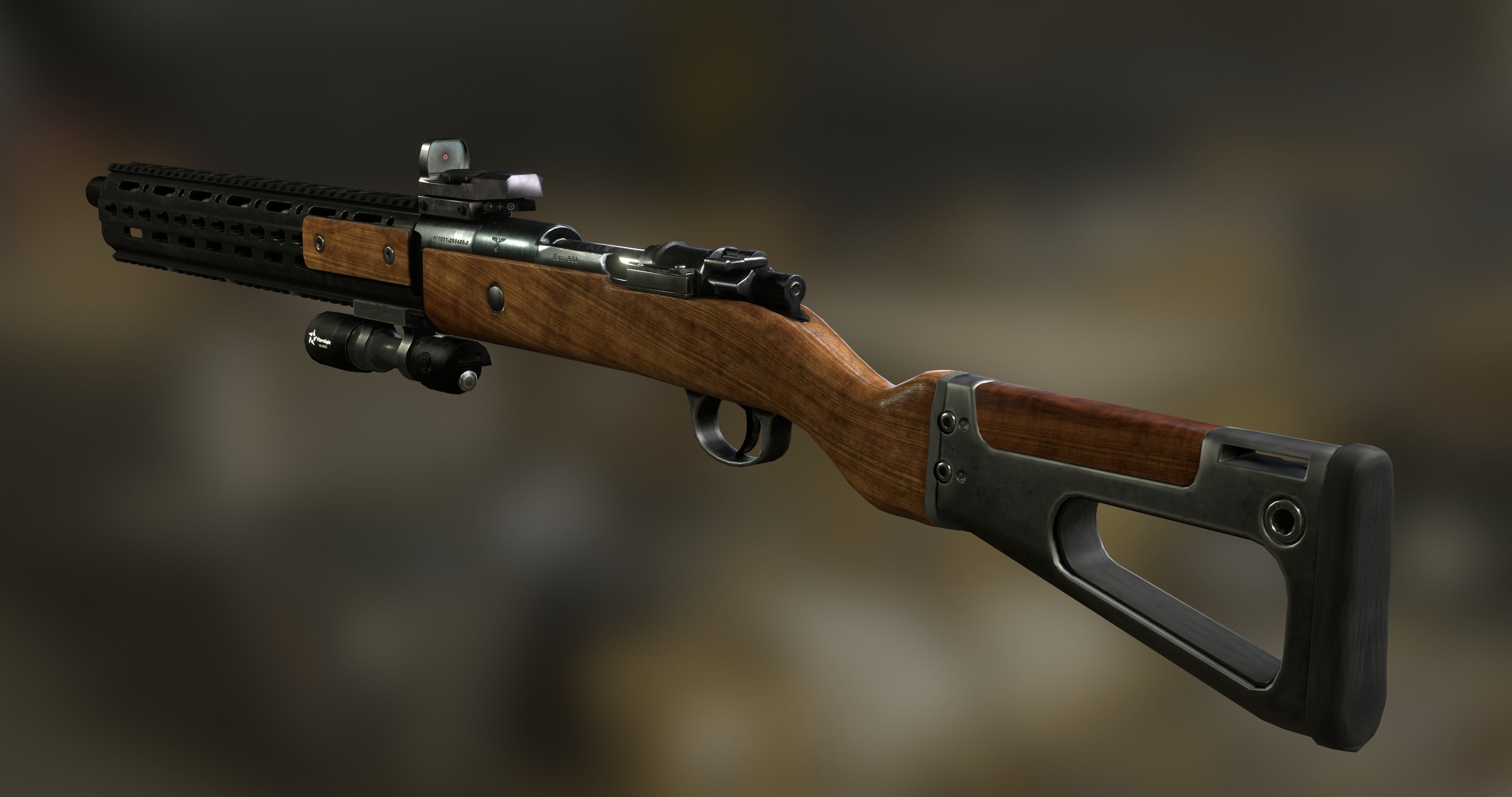 Karabiner 98k  Tactical Rifle Low-poly 3D model_4