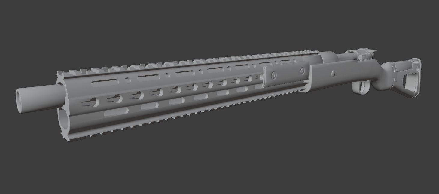 Karabiner 98k  Tactical Rifle Low-poly 3D model_9