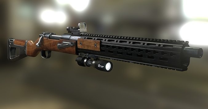 Karabiner 98k  Tactical Rifle Low-poly 3D model
