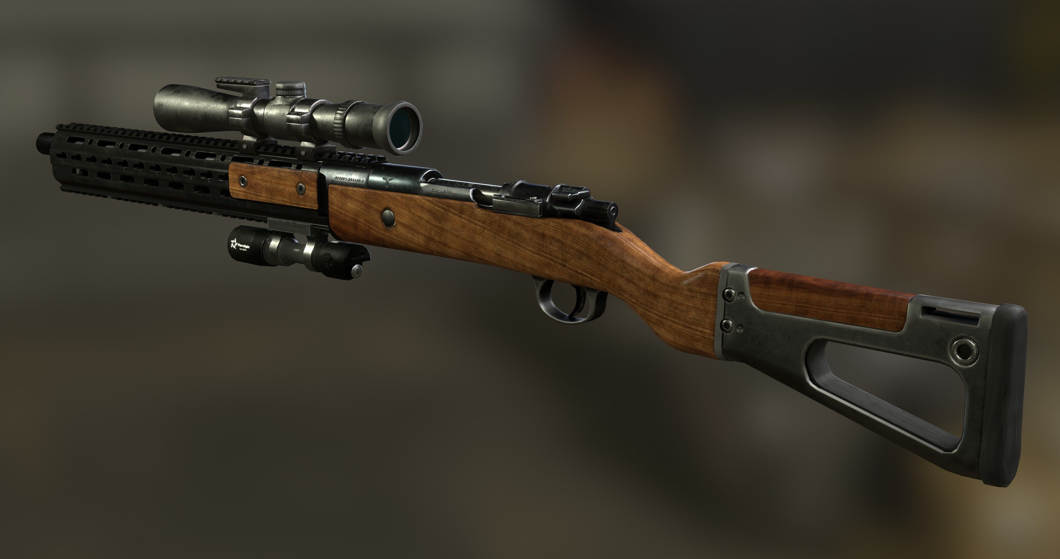 Karabiner 98k  Tactical Rifle Low-poly 3D model_3