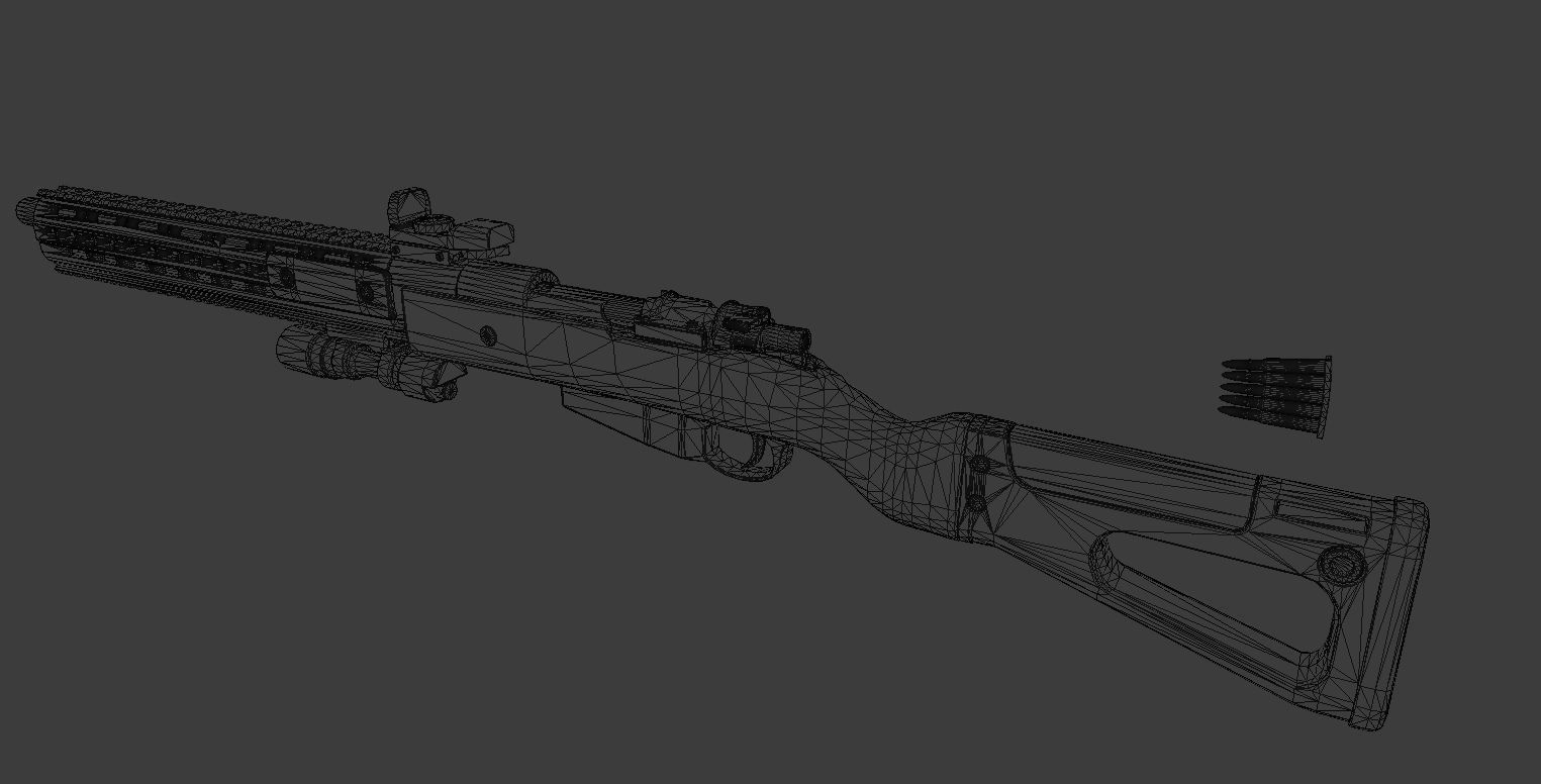 Karabiner 98k  Tactical Rifle Low-poly 3D model_13