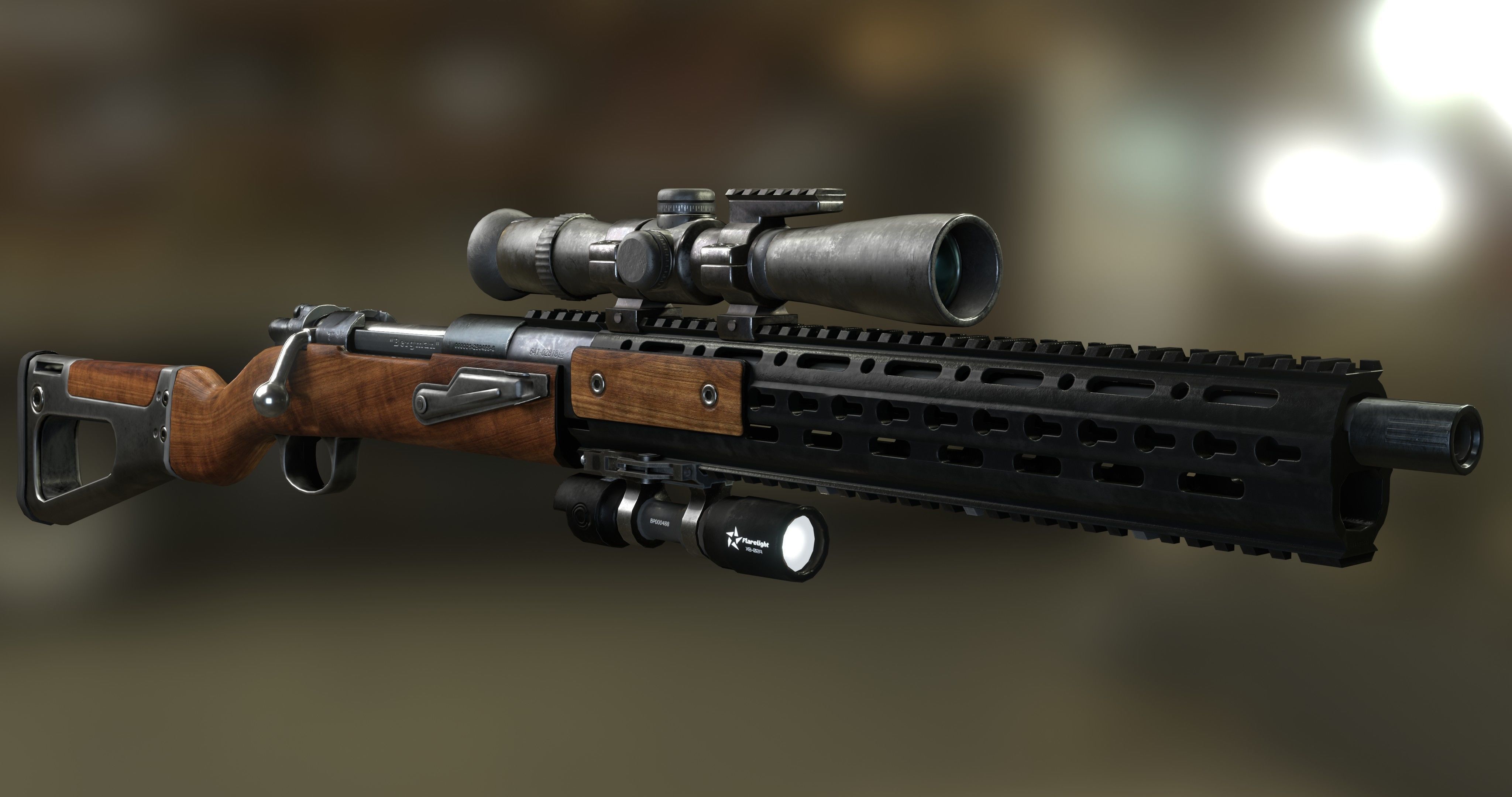 Karabiner 98k  Tactical Rifle Low-poly 3D model_5