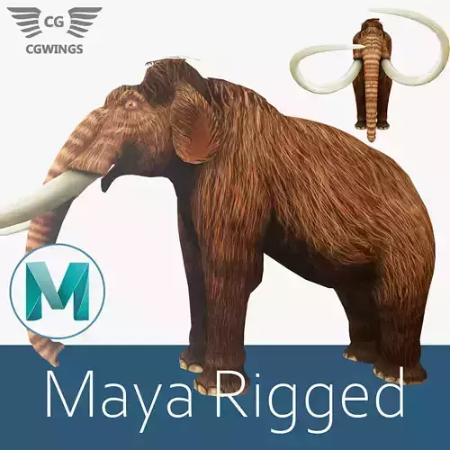 Mammoth woolly with long tusks Low-poly 3D model