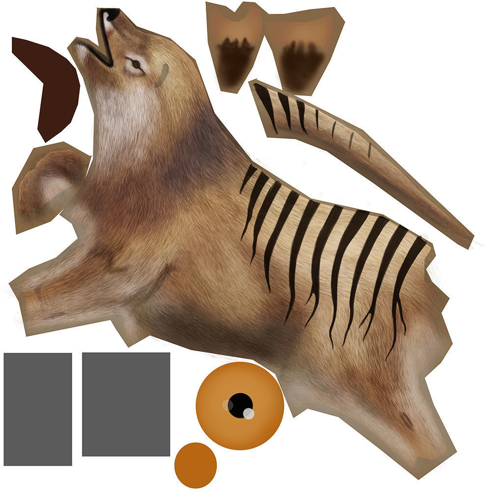 Tasmanian tiger Low-poly 3D model_19