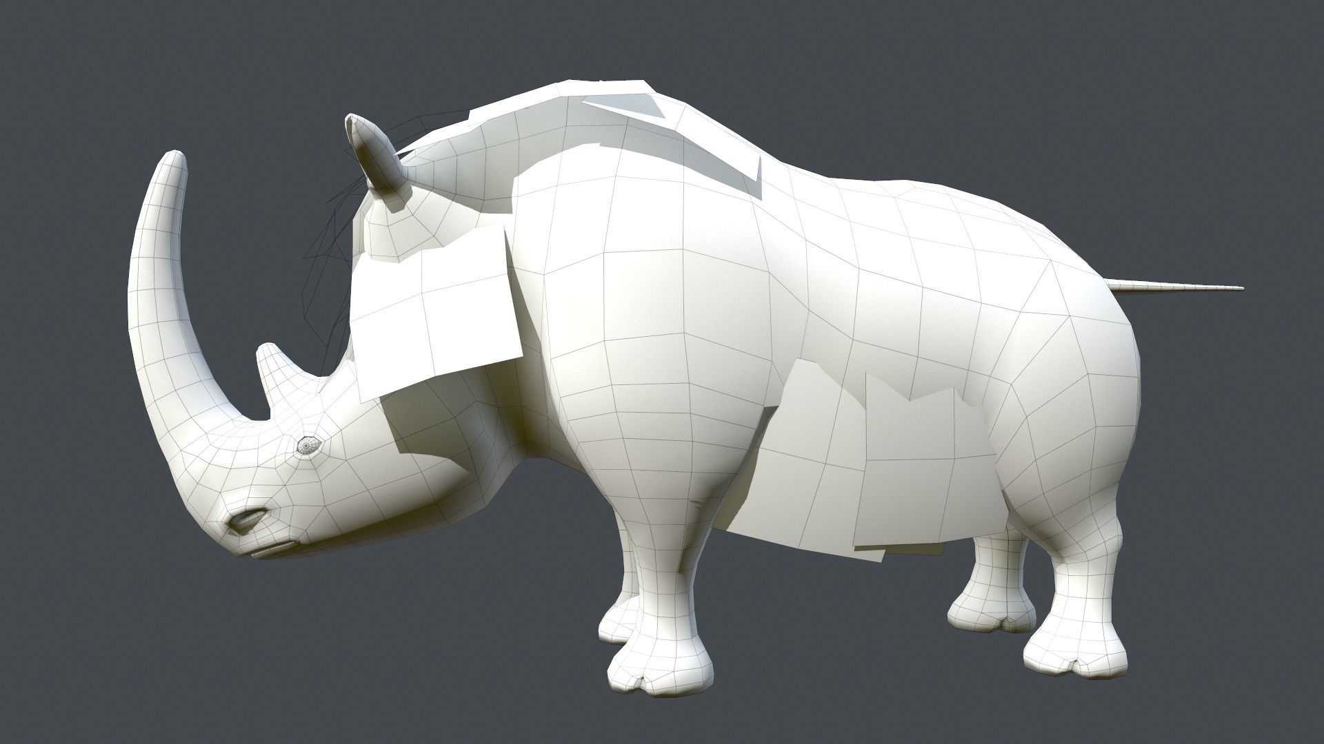 Woolly Rhinoceros Low-poly 3D model_8