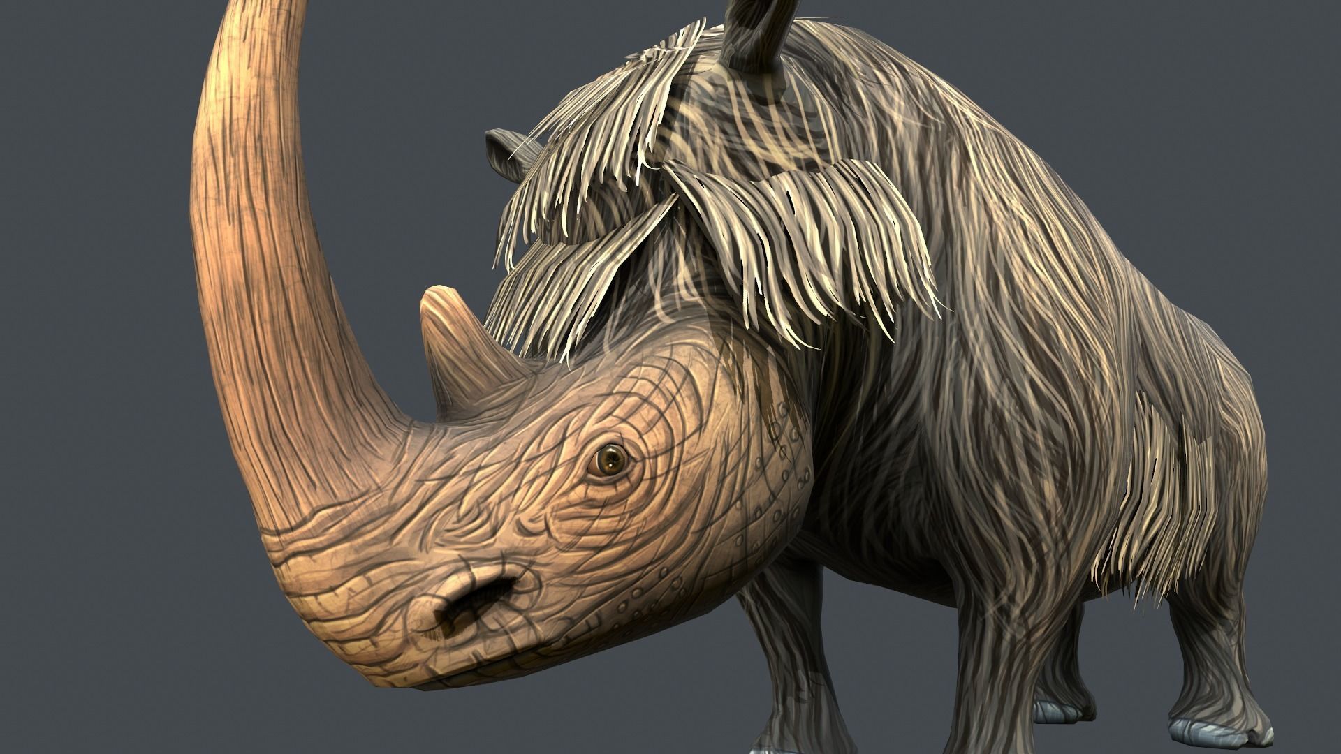 Woolly Rhinoceros Low-poly 3D model_6
