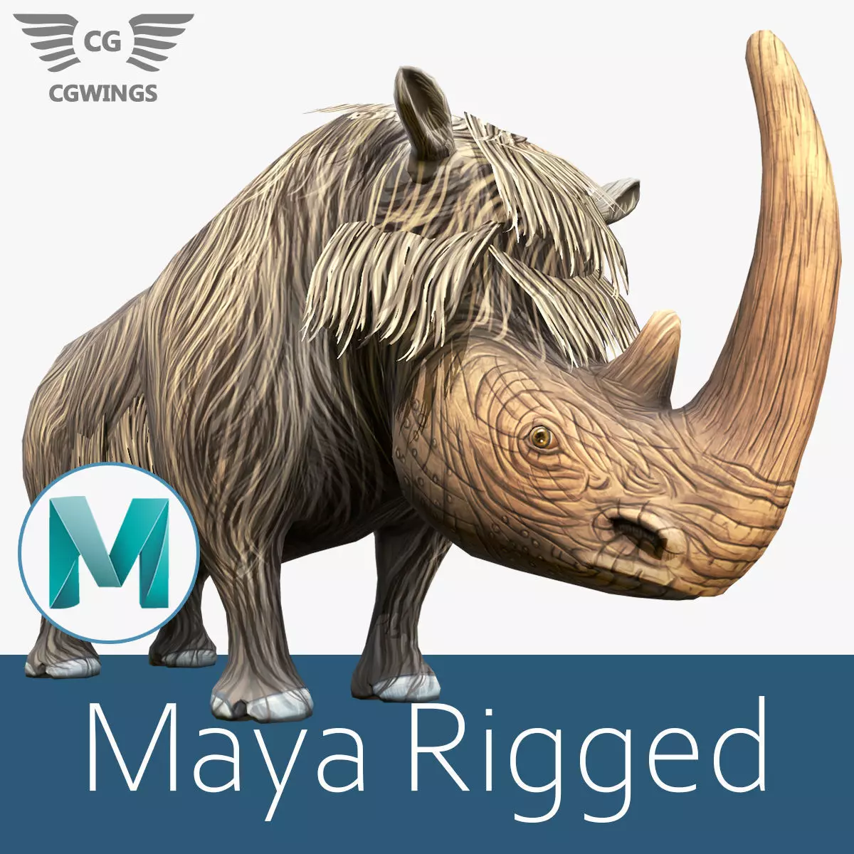 Woolly Rhinoceros Low-poly 3D model_0