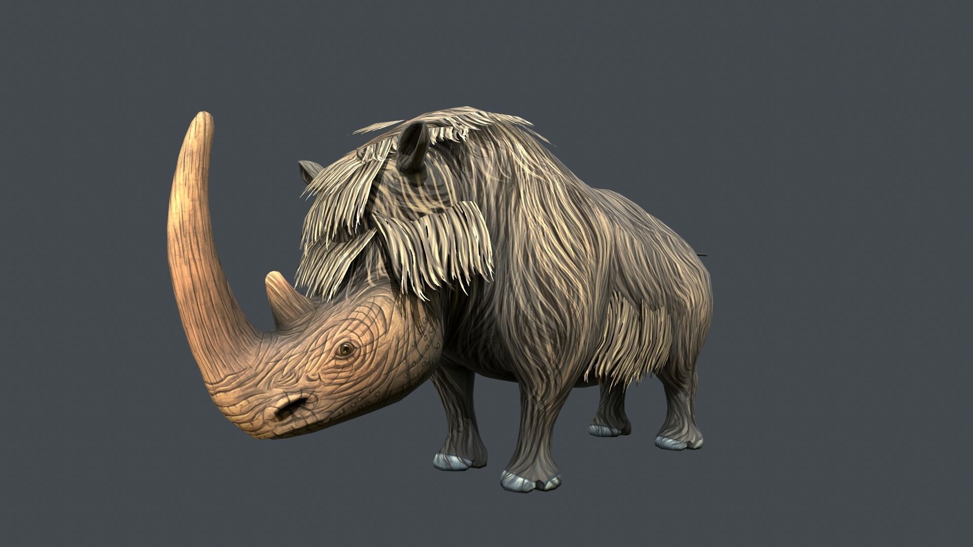 Woolly Rhinoceros Low-poly 3D model_4