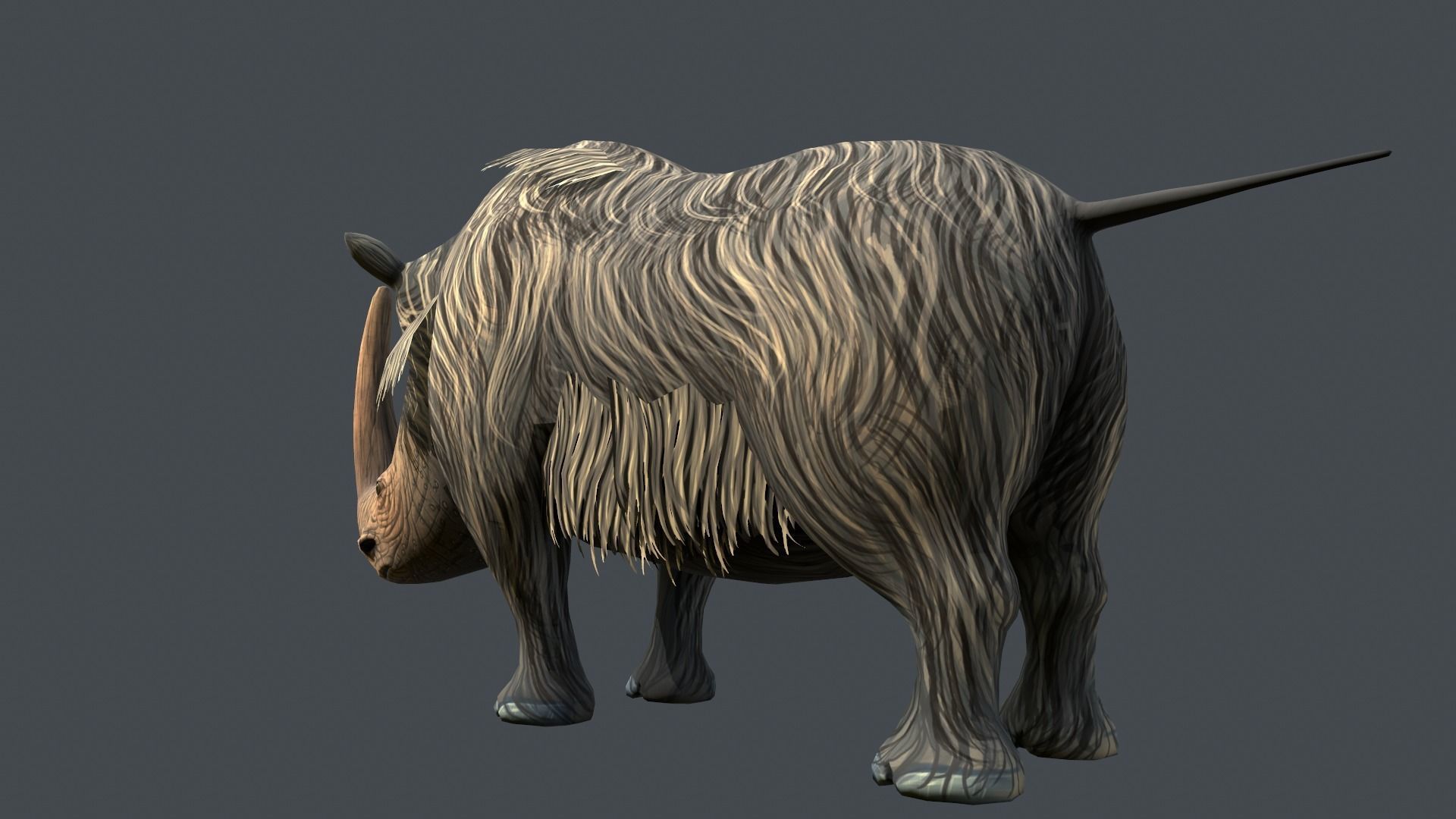 Woolly Rhinoceros Low-poly 3D model_5