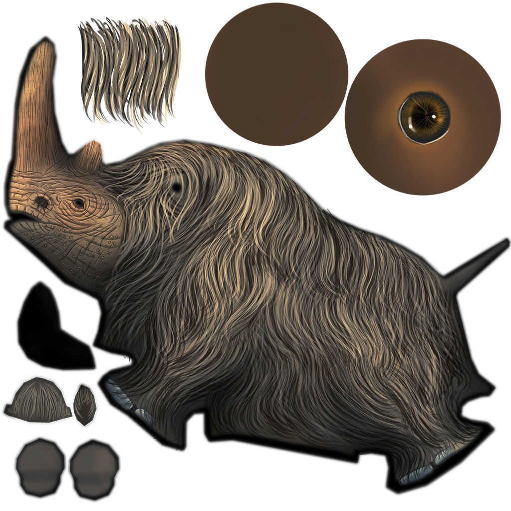 Woolly Rhinoceros Low-poly 3D model_26