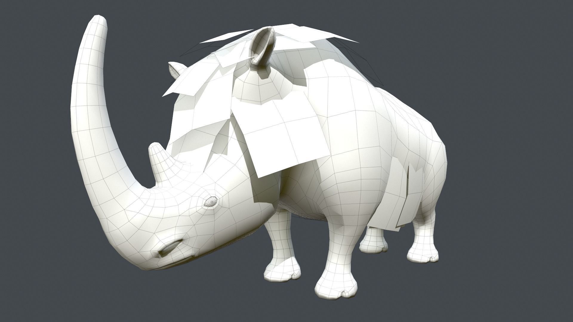 Woolly Rhinoceros Low-poly 3D model_7