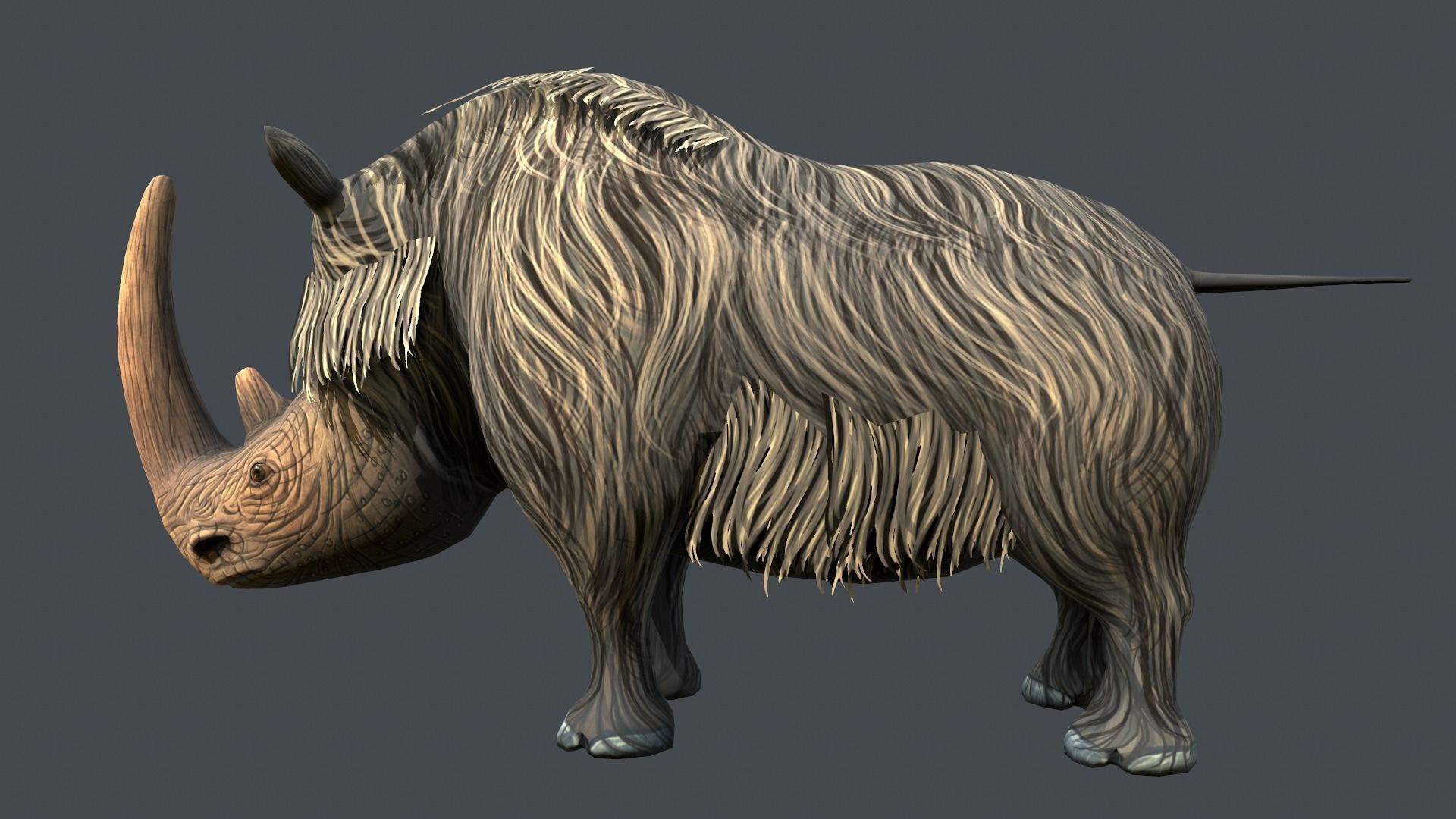Woolly Rhinoceros Low-poly 3D model_2