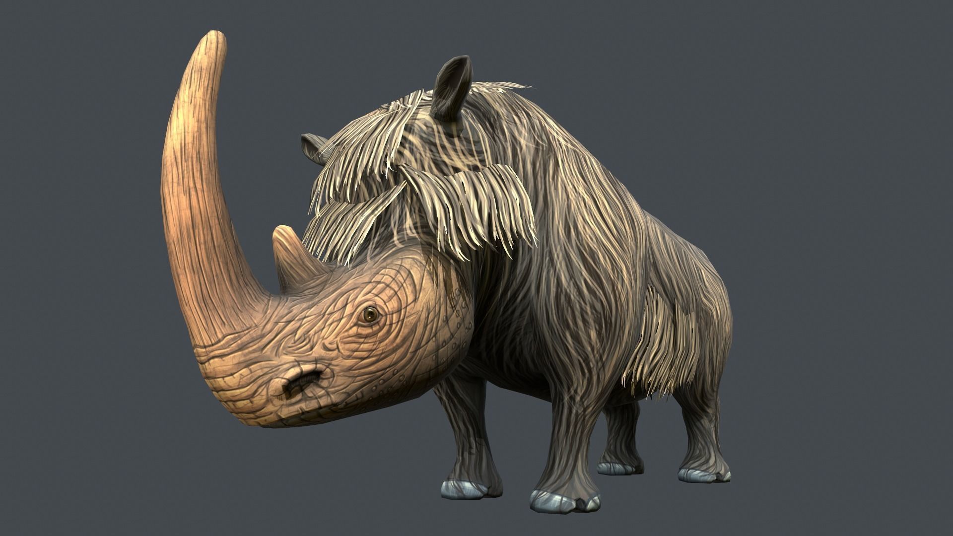 Woolly Rhinoceros Low-poly 3D model_3