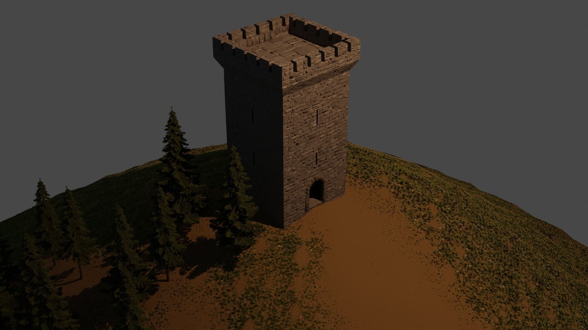 Stone Brick Gateway Free 3D model_3