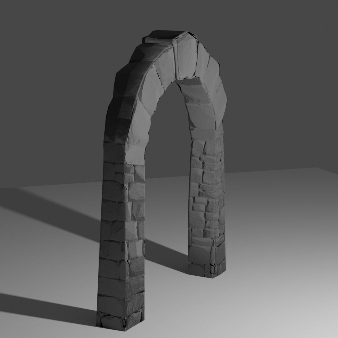 Stone Brick Gateway Free 3D model_7