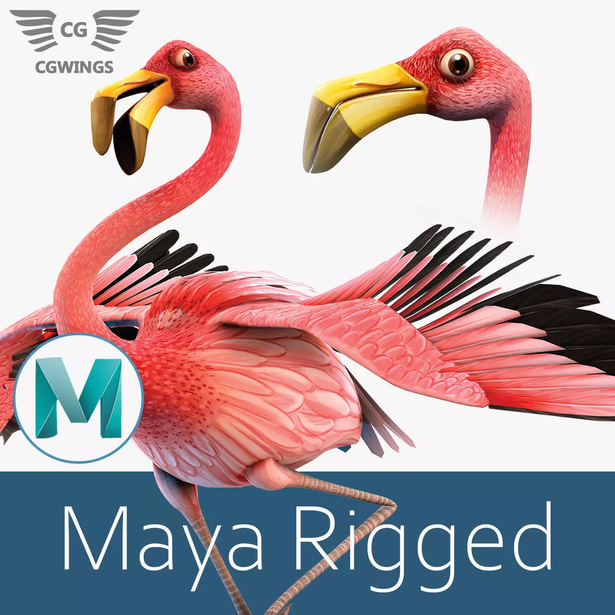 Flamingo bird Low-poly 3D model