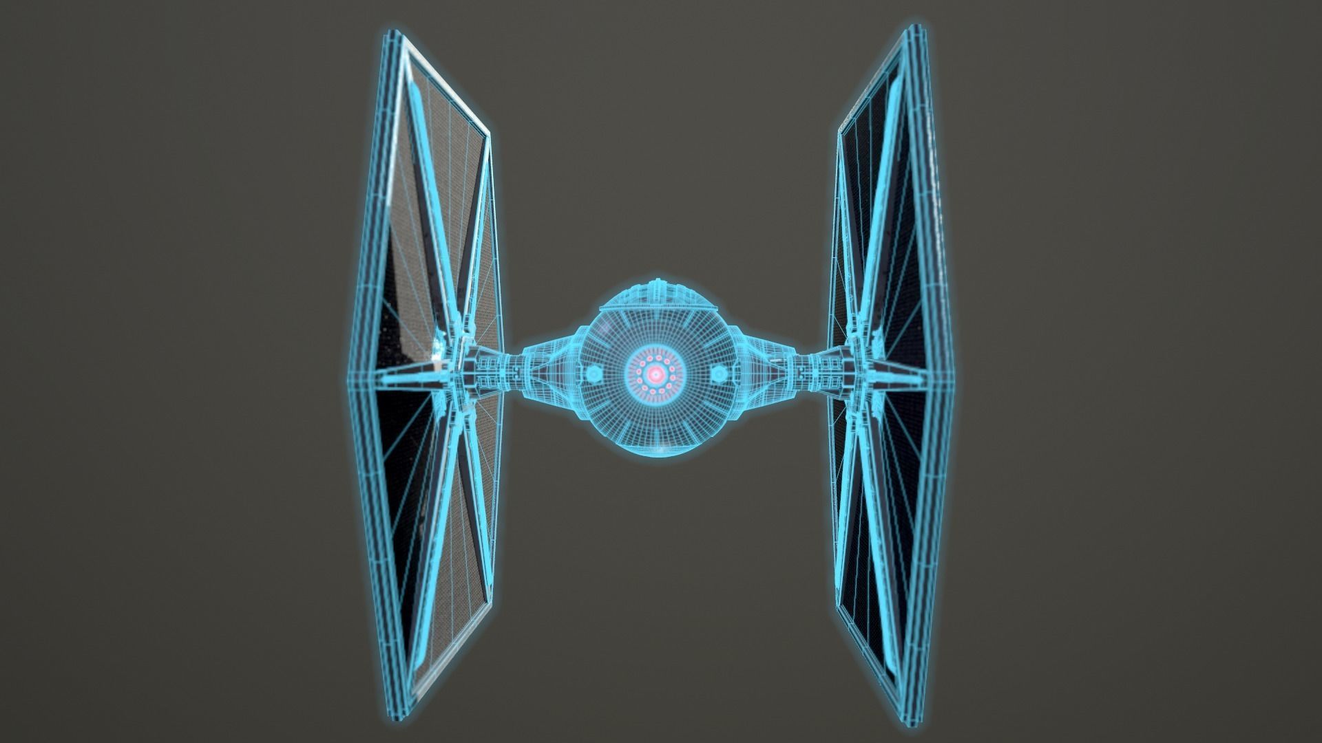 Tie Fighter Low-poly 3D model_11