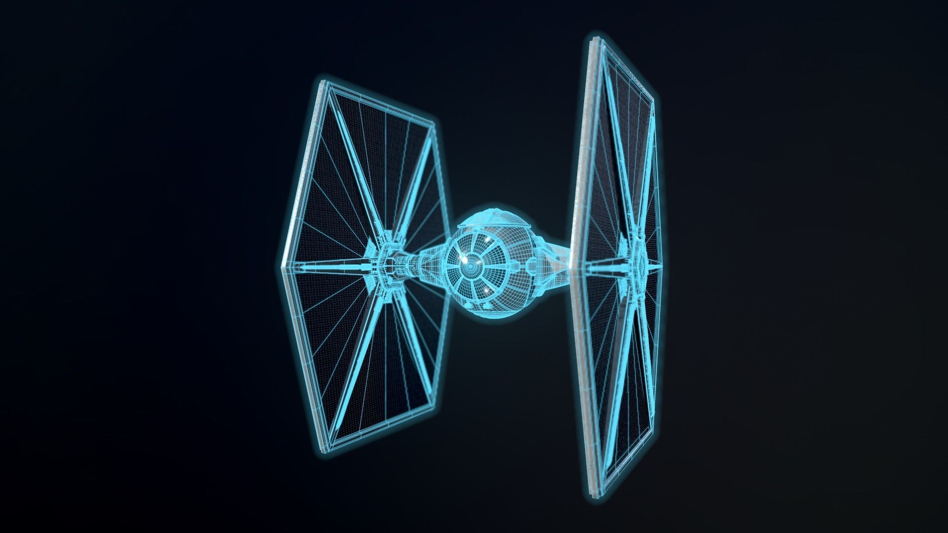 Tie Fighter Low-poly 3D model_9