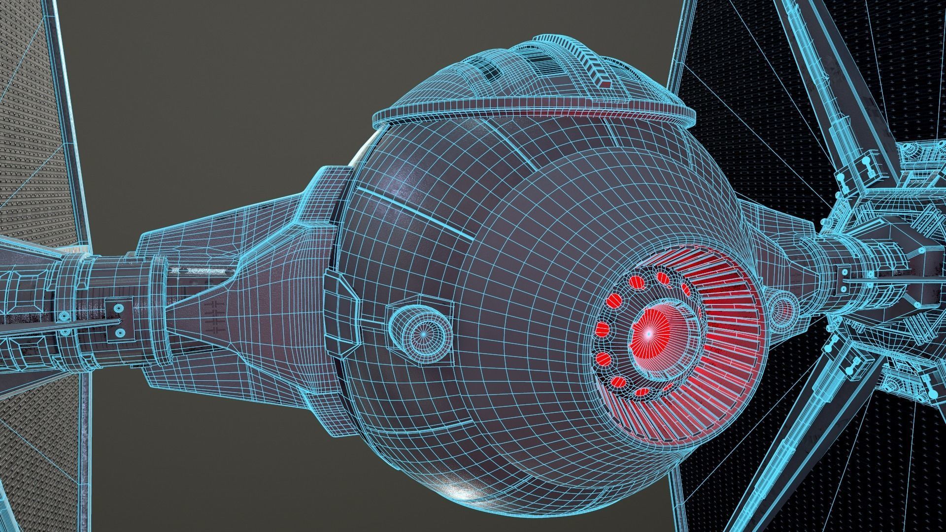 Tie Fighter Low-poly 3D model_7