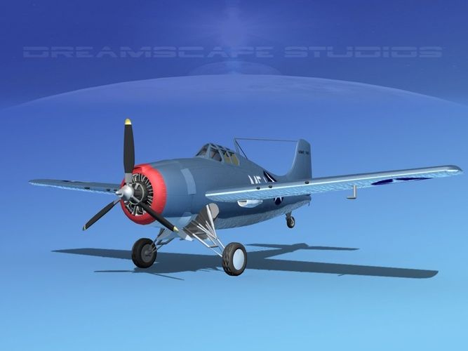 Grumman F4F-3 Wildcat V18 3D model