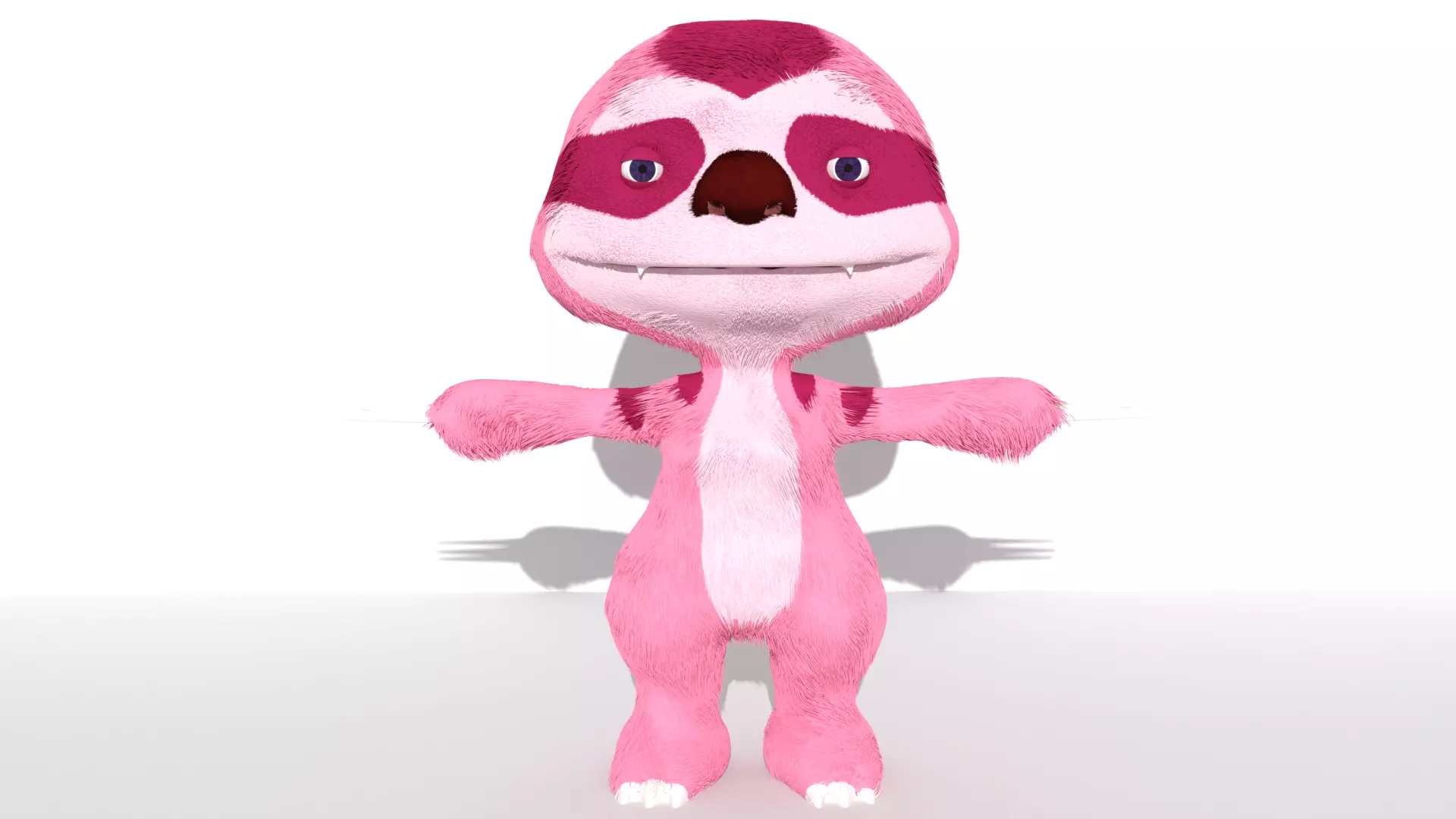 Sloth female Pink Low-poly 3D model_0
