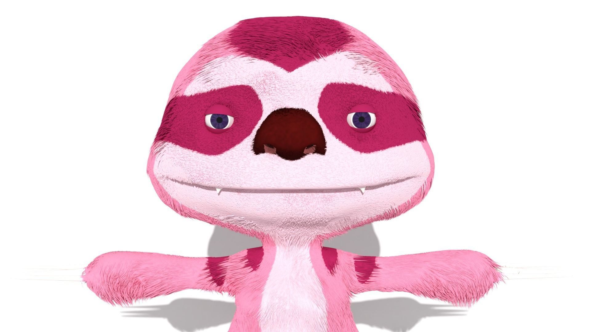 Sloth female Pink Low-poly 3D model_2