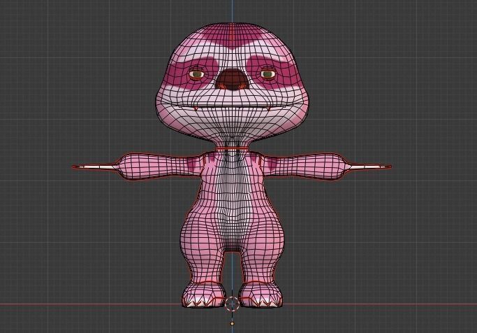 Sloth female Pink Low-poly 3D model_3