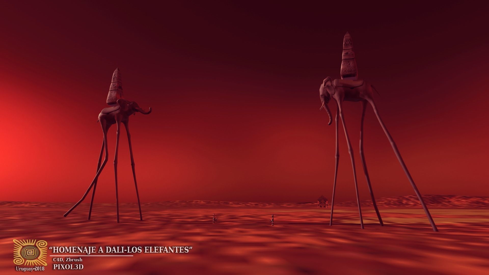 Tribute to Dali The elephants Low-poly 3D model_9