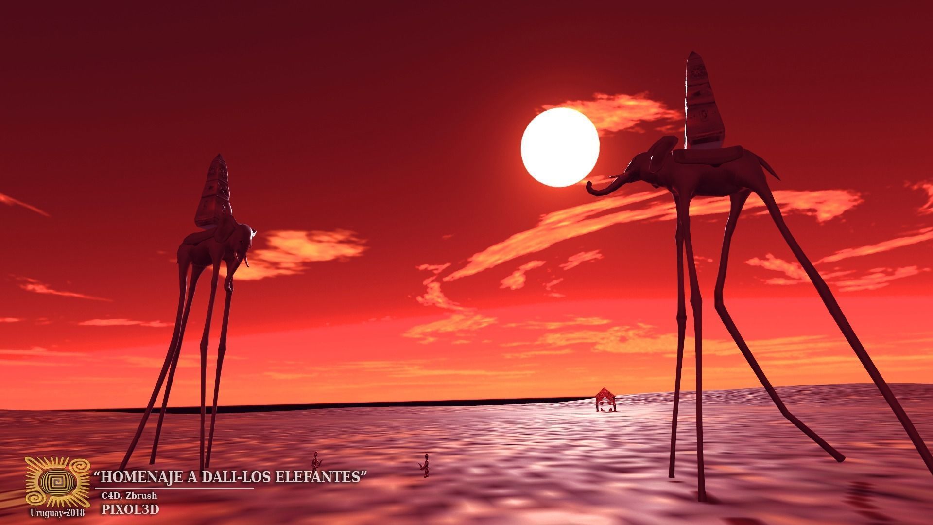 Tribute to Dali The elephants Low-poly 3D model_13