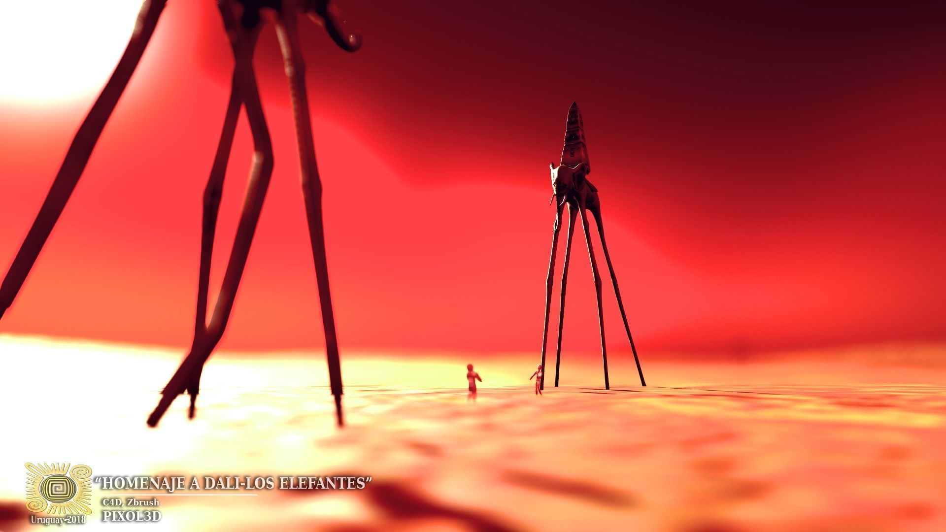 Tribute to Dali The elephants Low-poly 3D model_11