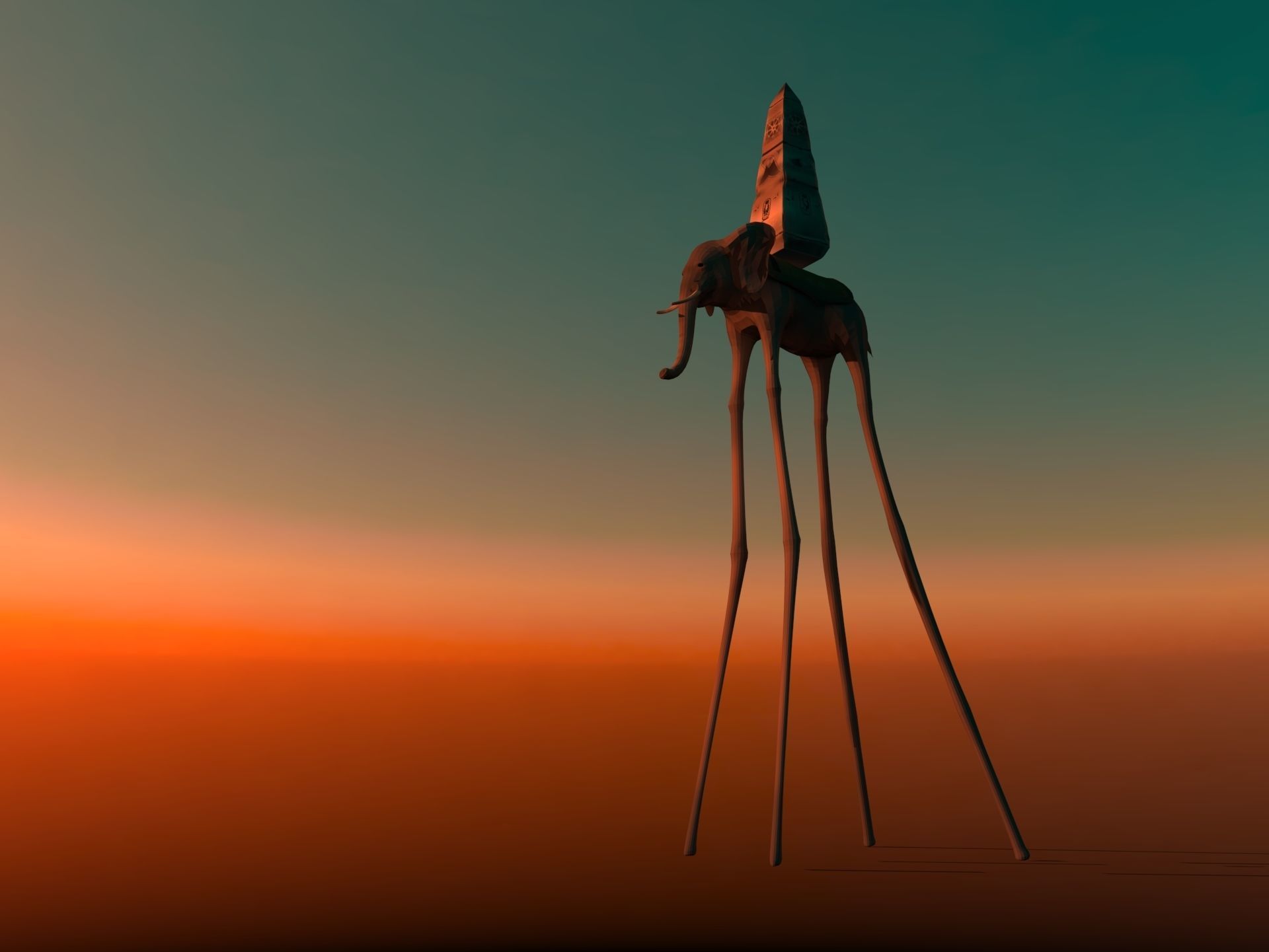 Tribute to Dali The elephants Low-poly 3D model_18