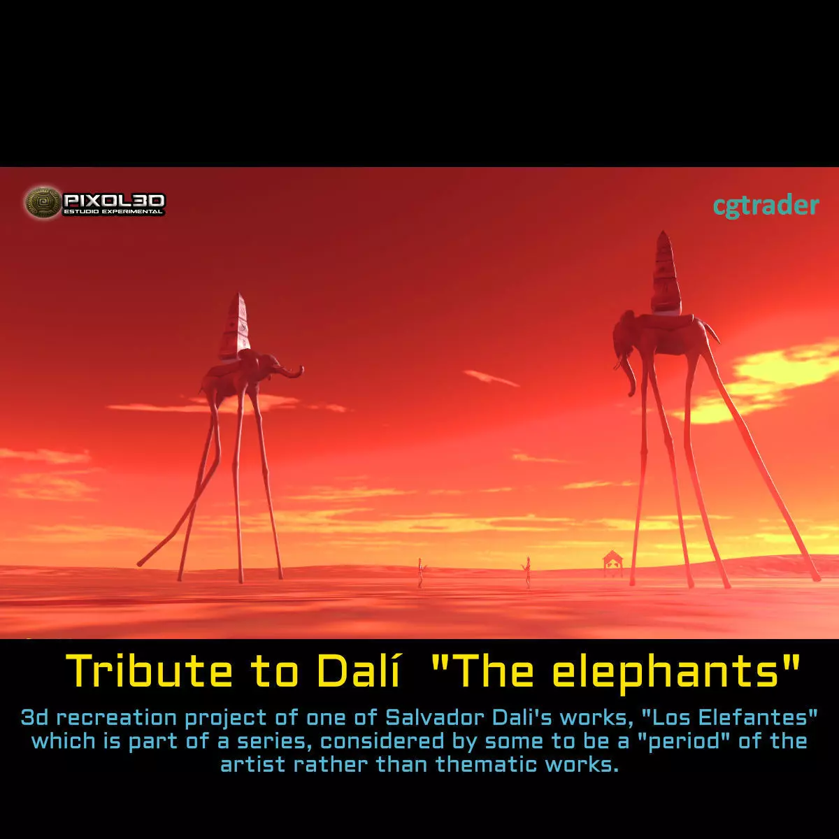 Tribute to Dali The elephants Low-poly 3D model_0