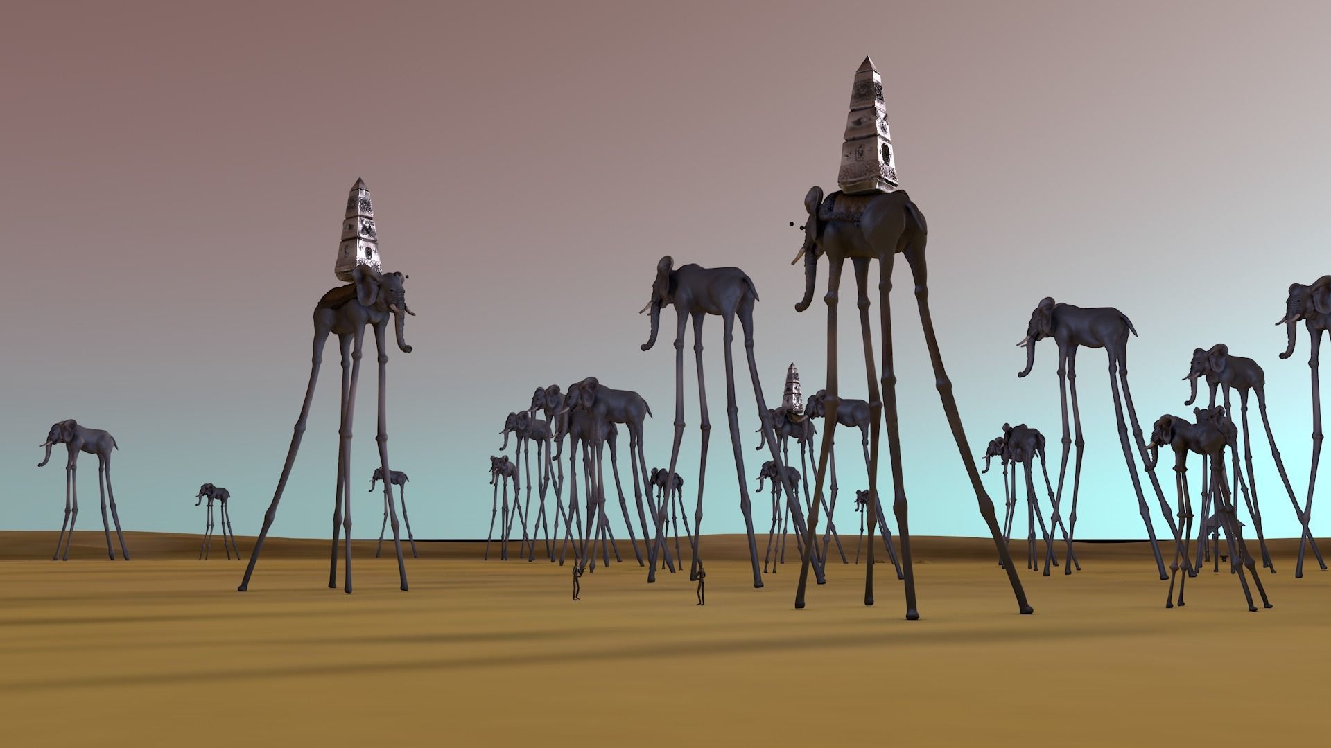Tribute to Dali The elephants Low-poly 3D model_10