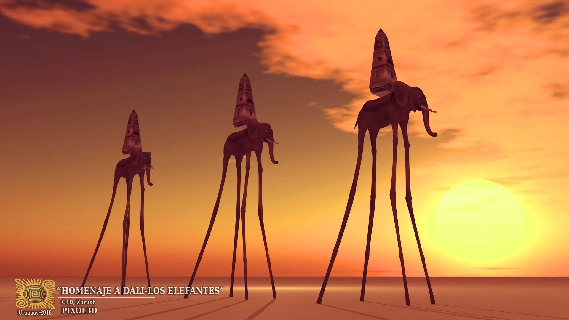 Tribute to Dali The elephants Low-poly 3D model_6