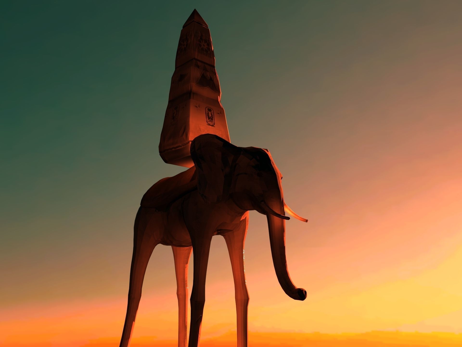 Tribute to Dali The elephants Low-poly 3D model_19