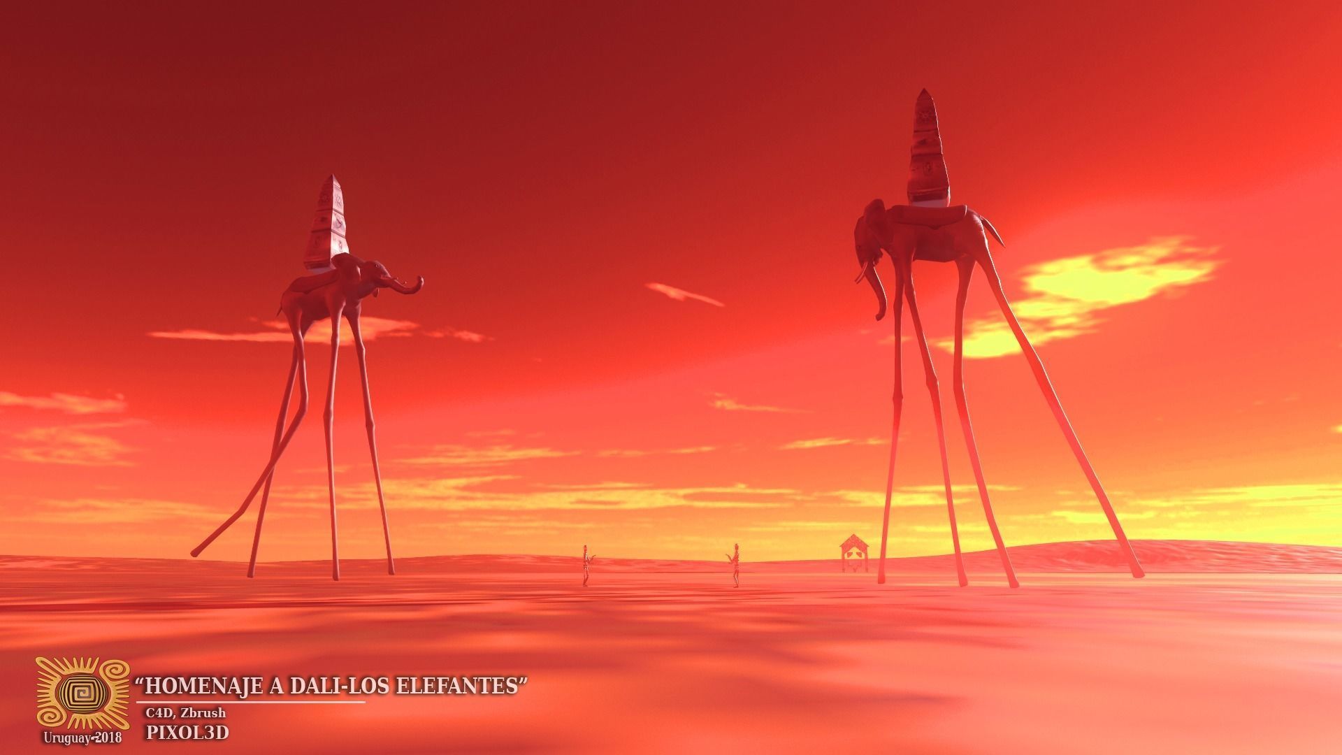 Tribute to Dali The elephants Low-poly 3D model_17