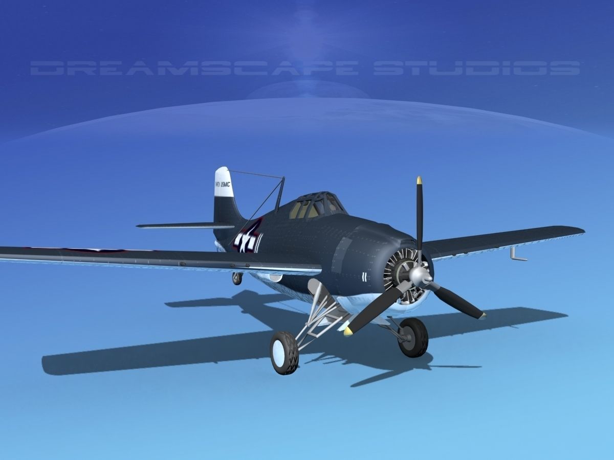 Grumman F4F-3 Wildcat V20 3D model_2