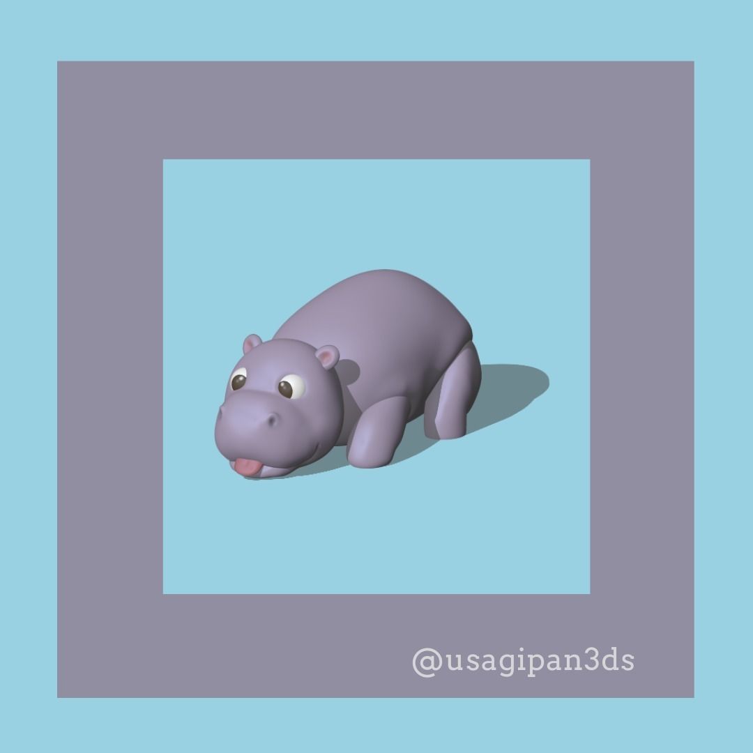 Cute Hippopotamus  3D print model_2