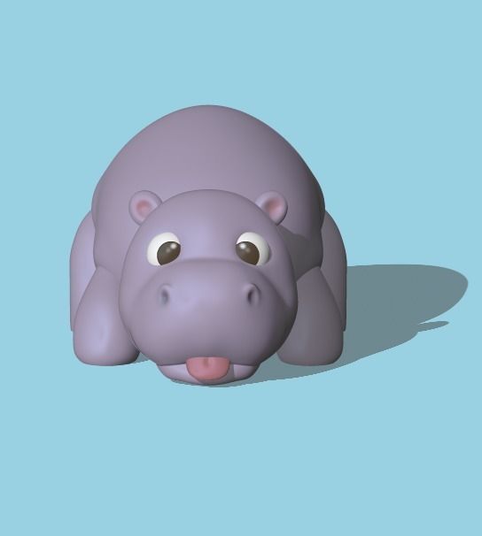 Cute Hippopotamus  3D print model_1