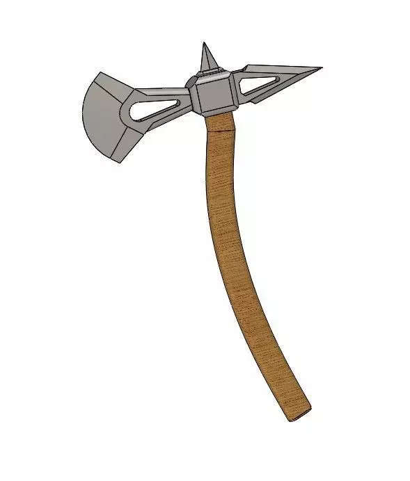 AXe for display wooden handle 3D model_0