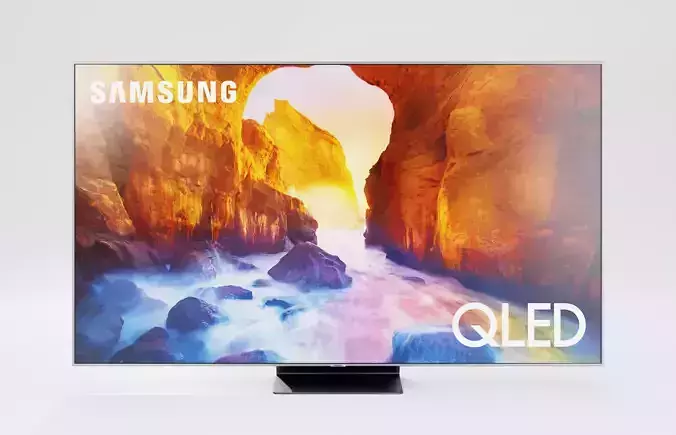 Samsung TV Q90 Set - Television - Remote - Box Low-poly 3D model