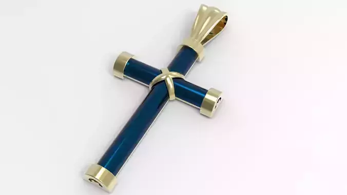 cross gold pendant with enamel