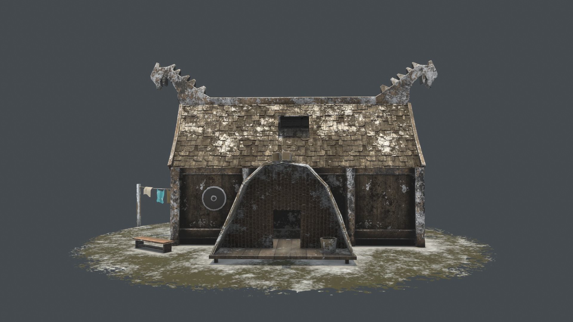 Snow low-poly house Low-poly 3D model_7