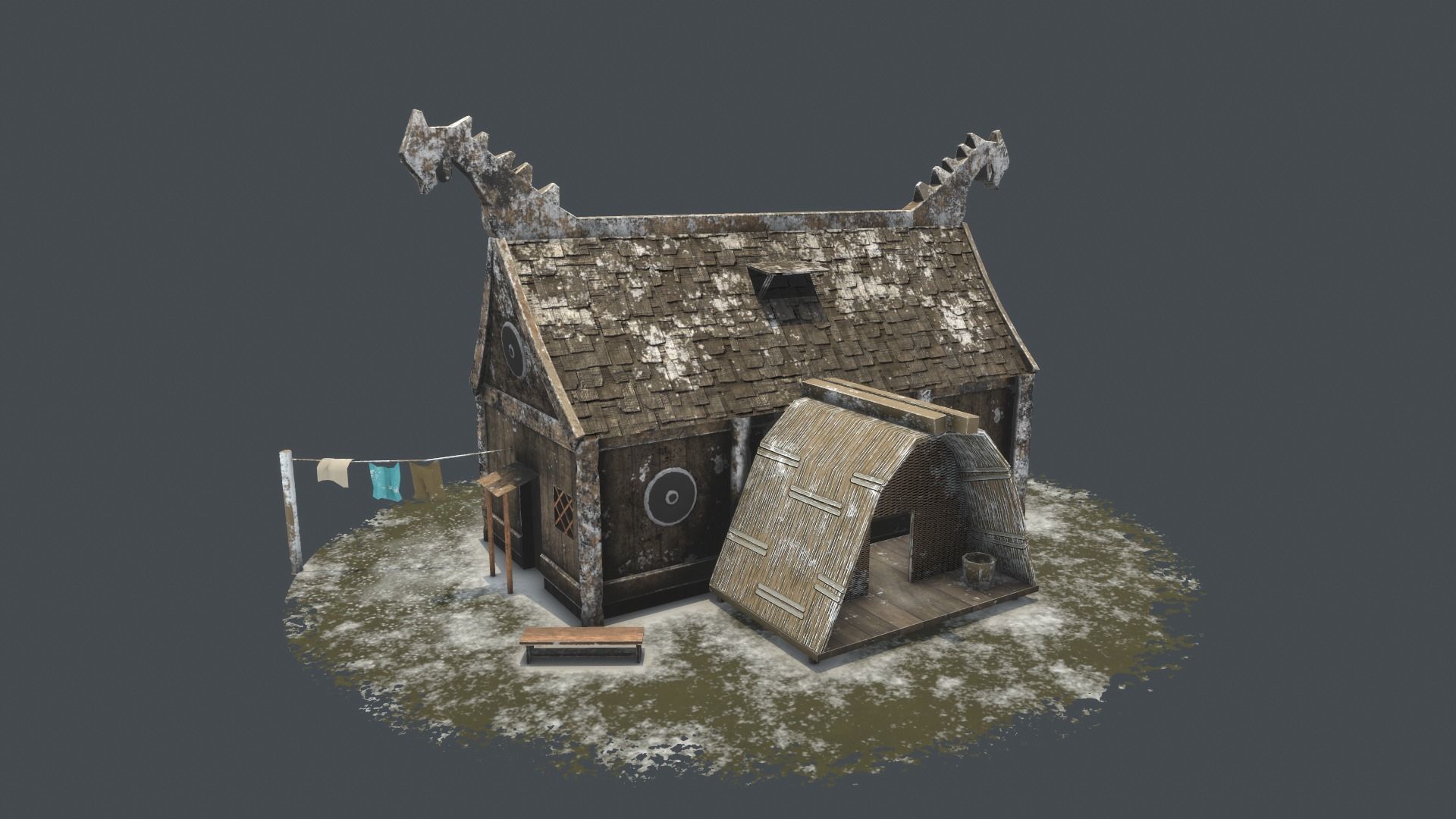 Snow low-poly house Low-poly 3D model_4