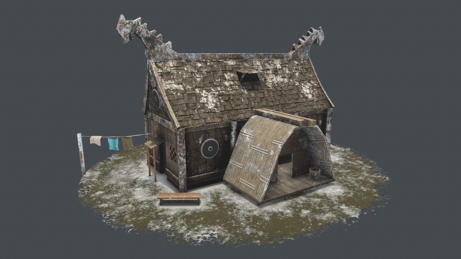 Snow low-poly house Low-poly 3D model_3