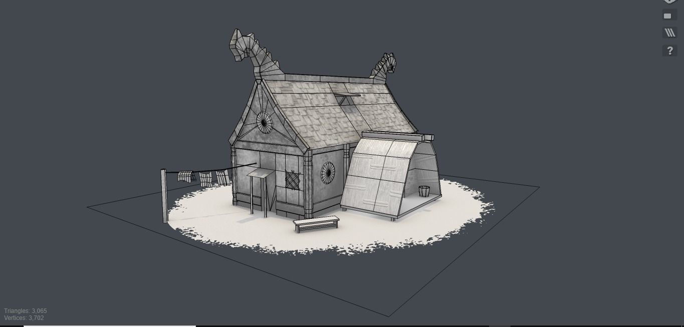 Snow low-poly house Low-poly 3D model_2