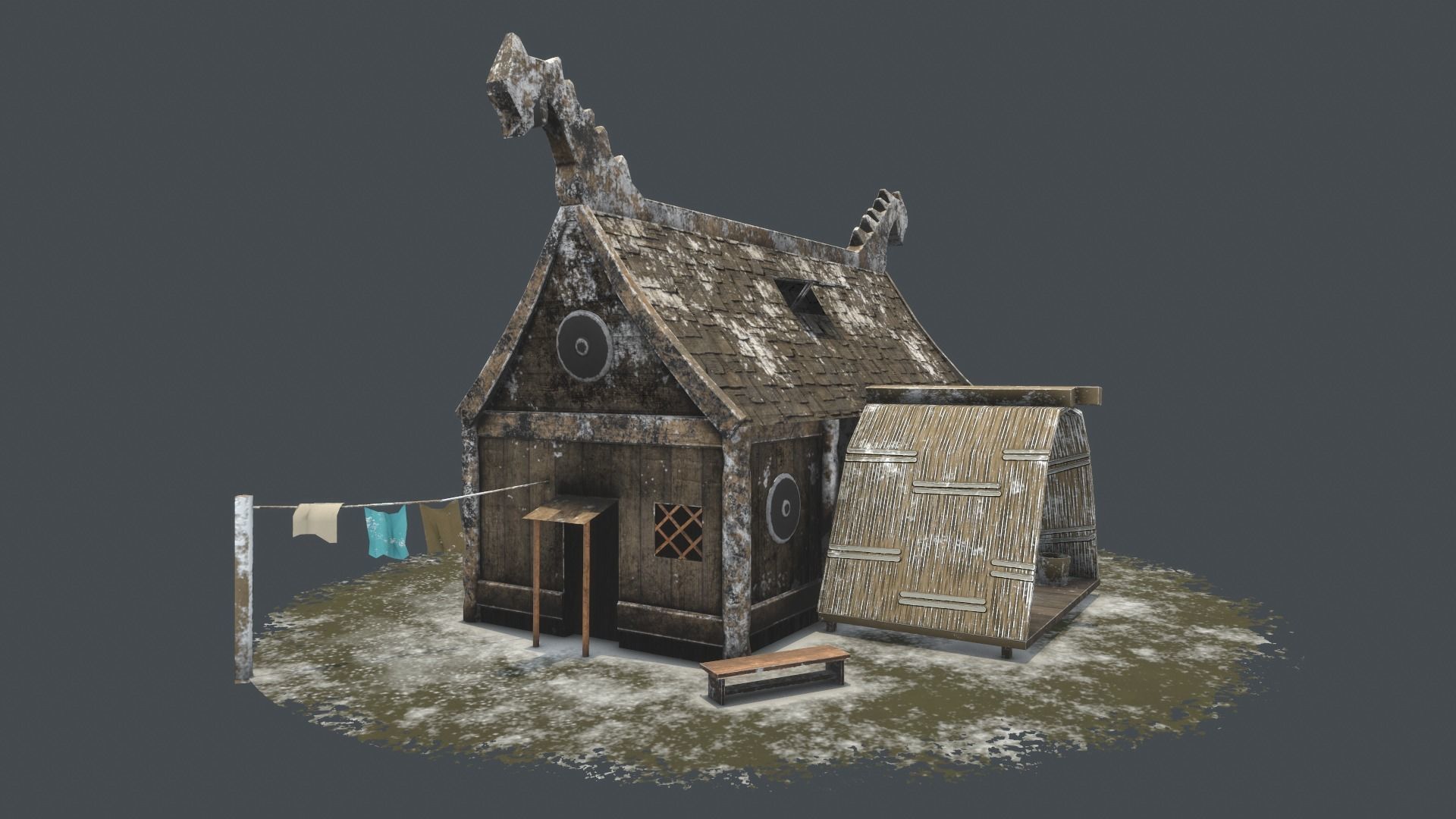 Snow low-poly house Low-poly 3D model_6